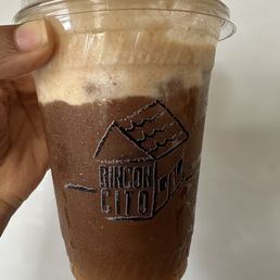 Iced Americano with guava cold foam Iced Americano with guava cold foam