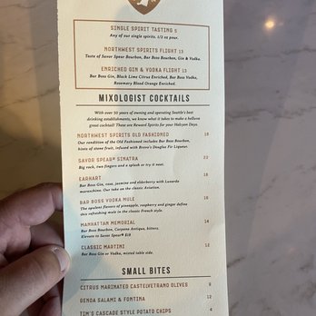 Northwest Spirits - Cocktail menu - Distilleries Near Me - Woodinville, Washington