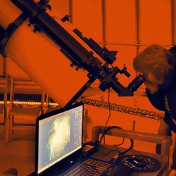 Custer Institute & Observatory - She had been volunteering all night, and the presenter made it a point to drag her up there and spend time with the heavens.