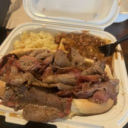 Tri tip rice pilaf beans