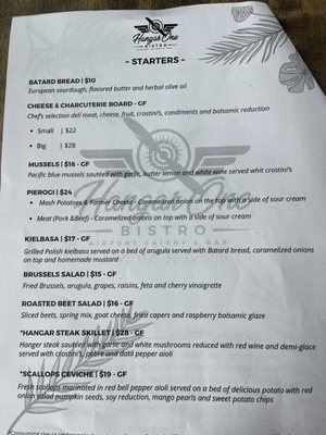 Menu photo 1 Hangar One Bistro Eatery & Bar St. Augustine, FL