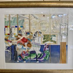 Crescent Park Looff Carousel - Painting of the carousel