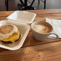 English Muffin Sandwich and Cappuccino