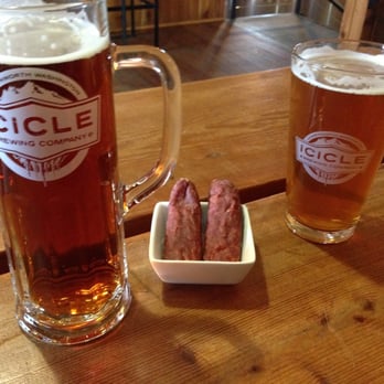 Icicle Brewing - Amber on the left, bootjack IPA on the right. We thought the sausage would be bigger when we ordered it - Brewpubs Near Me - Leavenworth, Washington Icicle Brewing - Amber on the left, bootjack IPA on the right. We thought the sausage would be bigger when we ordered it - Brewpubs Near Me - Leavenworth, Washington