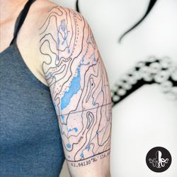 Ink Spa - Topography map tattoo with single needle