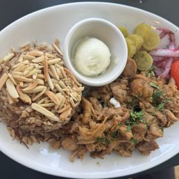 Chicken shawarma with Sitti rice and garlic whip Chicken shawarma with Sitti rice and garlic whip