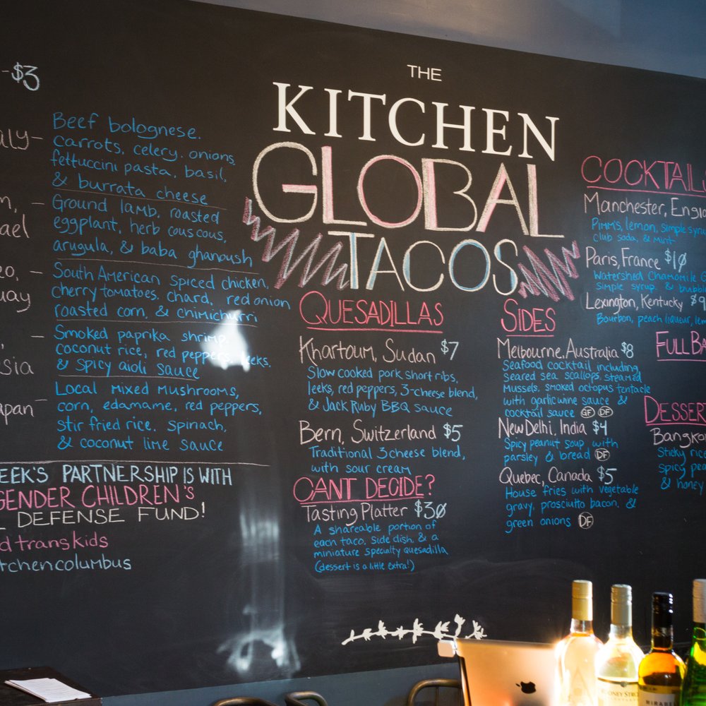 The Kitchen - The menu for Global Tacos Tuesday - Venues & Event Spaces Near Me - Columbus, Ohio The Kitchen - The menu for Global Tacos Tuesday - Venues & Event Spaces Near Me - Columbus, Ohio