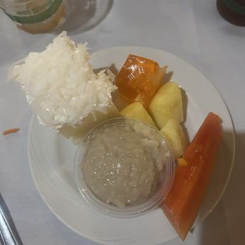 Smith's Family Garden Luau - The rice pudding with coconut cake and fresh fruit! - Music Venues Near Me - Kapaa, Hawaii