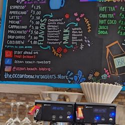 Ocean Beach Roasters & Bistro - Coffee and drinks menu.