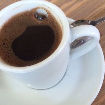 Zaytinya - Turkish coffee, unsweetened. Perfect accompaniment to my chocolate rose dessert. Mmmmm - Greek Near Me - Washington, DC, District of Columbia