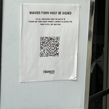 The Bunker Experience - QR code for the waiver - Escape Games Near Me - Pasadena, California