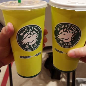 Marathon Cafe - Extra large cold HK milk tea and honey/lemon tea! - Donuts Near Me - Toronto, Ontario