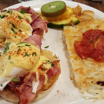 Jam Cafe on Beatty - My classic eggs Benny with ham. Not the thick cut ham, and love the little fruits on the side - Breakfast & Brunch Near Me - Vancouver, British Columbia Jam Cafe on Beatty - My classic eggs Benny with ham. Not the thick cut ham, and love the little fruits on the side - Breakfast & Brunch Near Me - Vancouver, British Columbia