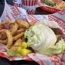 Freddy's Frozen Custard & Steakburgers - California style double wrap I had with onion ring