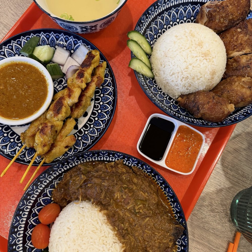 Beef Rendang, Roast Chicken Rice, Chicken Satay Beef Rendang, Roast Chicken Rice, Chicken Satay