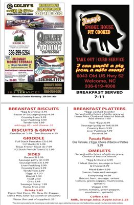 Menu photo 1 Jimmy’s Smoke House Lexington, NC Menu photo 1 Jimmy’s Smoke House Lexington, NC