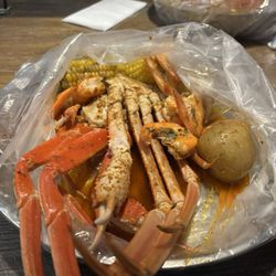 Cajun boil - Snow crab legs D. 1/2 lb. Shrimp and 1 lb. Snow Crab Combo