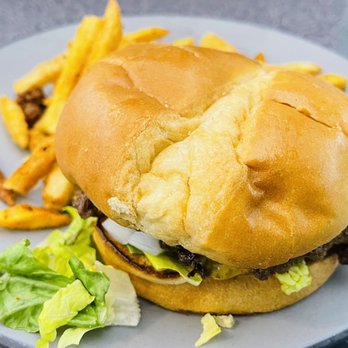 Fenders Diner - a hamburger and fries on a plate - Diners Near Me - Cornelia, Georgia