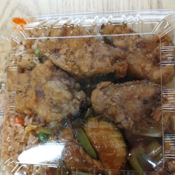 Lucky Chef Chen - $5.99 TOO GOOD TO GO--end of day leftover.  Fried chicken nuggets, long green bean veggies & fried rice.  A little salty but YUM! - Chinese Near Me - Oakland, California