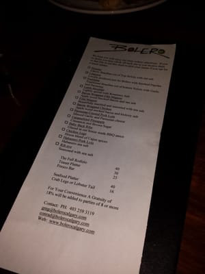 Menu photo 2 Bolero Calgary, AB Menu photo 2 Bolero Calgary, AB