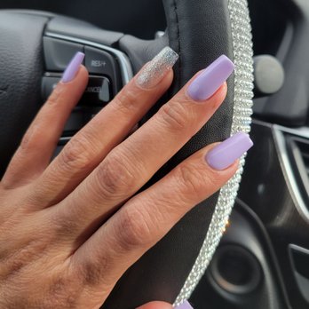 PT Nail Salon - Gel X Lavender & Silver - Nail Salons Near Me - Van Nuys, California