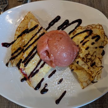 Apricot Tree Cafe - Lemon Strawberry gelato crepe - Modern European Near Me - Mississauga, Ontario Apricot Tree Cafe - Lemon Strawberry gelato crepe - Modern European Near Me - Mississauga, Ontario