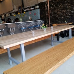 Lovely setting and natural tables.