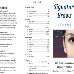 Price list: $5 eyebrows, $5 upper lip