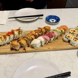 Spider roll, Flaming Sake roll, Rainbow roll, Spicy Tuna roll Spider roll, Flaming Sake roll, Rainbow roll, Spicy Tuna roll