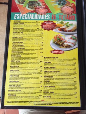 Menu photo 3 El Tejano Mexican Restaurant Simpsonville, SC Menu photo 3 El Tejano Mexican Restaurant Simpsonville, SC