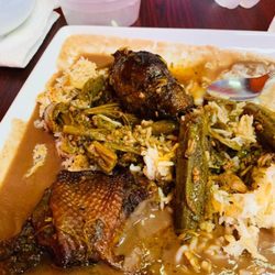 Neguess Creole Restaurant & Catering - Okra, white rice, Turkey, bean sauce