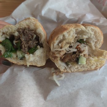 Baguette & Tea - Side by side view Lemongrass beef left and chicken right - Coffee & Tea Near Me - Houston, Texas Baguette & Tea - Side by side view Lemongrass beef left and chicken right - Coffee & Tea Near Me - Houston, Texas