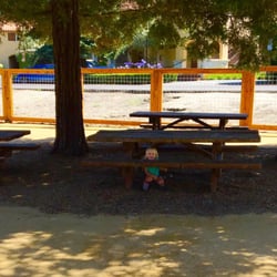 Yountville Park - Lots of picnic tables under redwood trees and in the sun!
