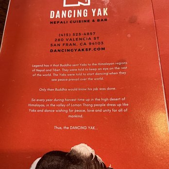Dancing Yak - Menu - Himalayan/Nepalese Near Me - San Francisco, California Dancing Yak - Menu - Himalayan/Nepalese Near Me - San Francisco, California