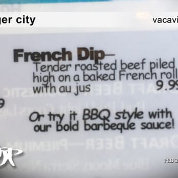 Burger City - Their popular french dip sandwich ($9.99) - Burgers Near Me - Vacaville, California Burger City - Their popular french dip sandwich ($9.99) - Burgers Near Me - Vacaville, California