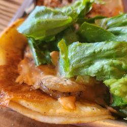 Shrimp taco with Chipotle sauce.