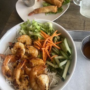 Pho Neches - Shrimp egg rolls w/ sweet sour sauce &  Shrimp Vermicelli Bowl w/ house sauce - Vietnamese Near Me - Port Neches, Texas