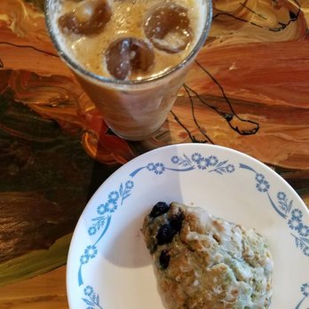 Coffee Bandits - Summer morning vegan fantasy: blueberry scone and iced toffee latte - Coffee & Tea Near Me - Merced, California Coffee Bandits - Summer morning vegan fantasy: blueberry scone and iced toffee latte - Coffee & Tea Near Me - Merced, California