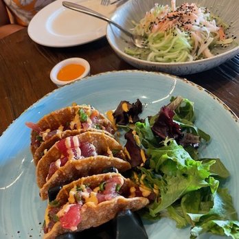 Mikhuna Japanese-Peruvian Cuisine - Mini Tuna Tacus and Sunomono Salad - Japanese Near Me - Mcallen, Texas Mikhuna Japanese-Peruvian Cuisine - Mini Tuna Tacus and Sunomono Salad - Japanese Near Me - Mcallen, Texas
