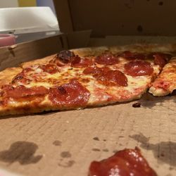 Thin crust instead of the original fluffy pizza