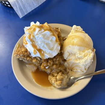 Betty's Pies - Carmel apple crunch pie with ice cream - Desserts Near Me - Two Harbors, Minnesota Betty's Pies - Carmel apple crunch pie with ice cream - Desserts Near Me - Two Harbors, Minnesota