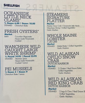 Menu photo 5 Steamers Southern Shores, NC