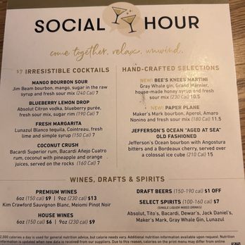 Bonefish Grill - Social Hour Drinks Menu. - Seafood Near Me - Greenwood, Colorado