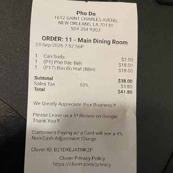 Pho Do - Receipt - Vietnamese Near Me - New Orleans, Louisiana Pho Do - Receipt - Vietnamese Near Me - New Orleans, Louisiana