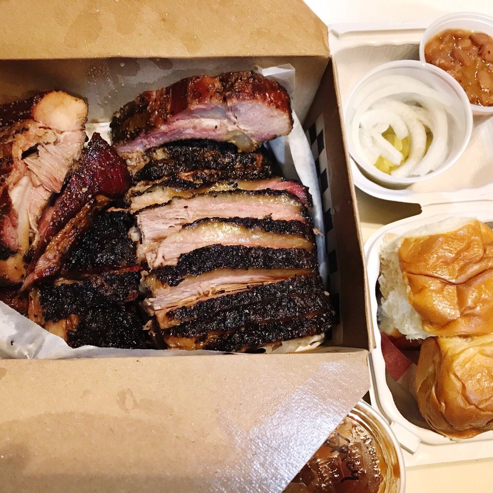 Sunset Texas Barbecue - Two pounds of mid-cut to lean brisket and about half a pound of ribs. Sweet rolls and beans! Yummy - Barbeque Near Me - Honolulu, Hawaii Sunset Texas Barbecue - Two pounds of mid-cut to lean brisket and about half a pound of ribs. Sweet rolls and beans! Yummy - Barbeque Near Me - Honolulu, Hawaii