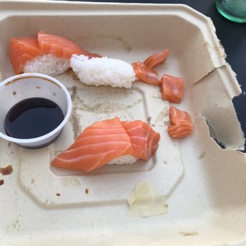 Sushiya - What's left of the salmon sushi after my kids inhaled it! - Sushi Bars Near Me - Tustin, California Sushiya - What's left of the salmon sushi after my kids inhaled it! - Sushi Bars Near Me - Tustin, California