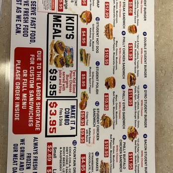 Student Burger - Counter menu - Fast Food Near Me - Addison, Illinois