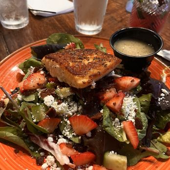 Sidebar On Main - Strawberry salad with grilled salmon - Bars Near Me - Sumter, South Carolina