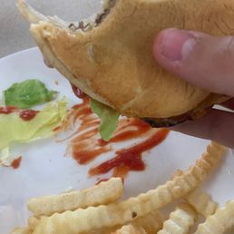 Burger was too good to not dive in right away and had to grab a picture halfway though Burger was too good to not dive in right away and had to grab a picture halfway though