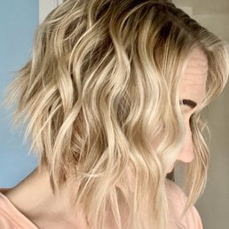 This is a side-view photo (NO FILTER)I took back at home after my balayage and cut with Liz